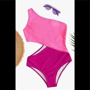 Hot Pink & Sassy Open Waist 1-Pc Swimsuit Size Medium NEW Bathing Suit Pool!